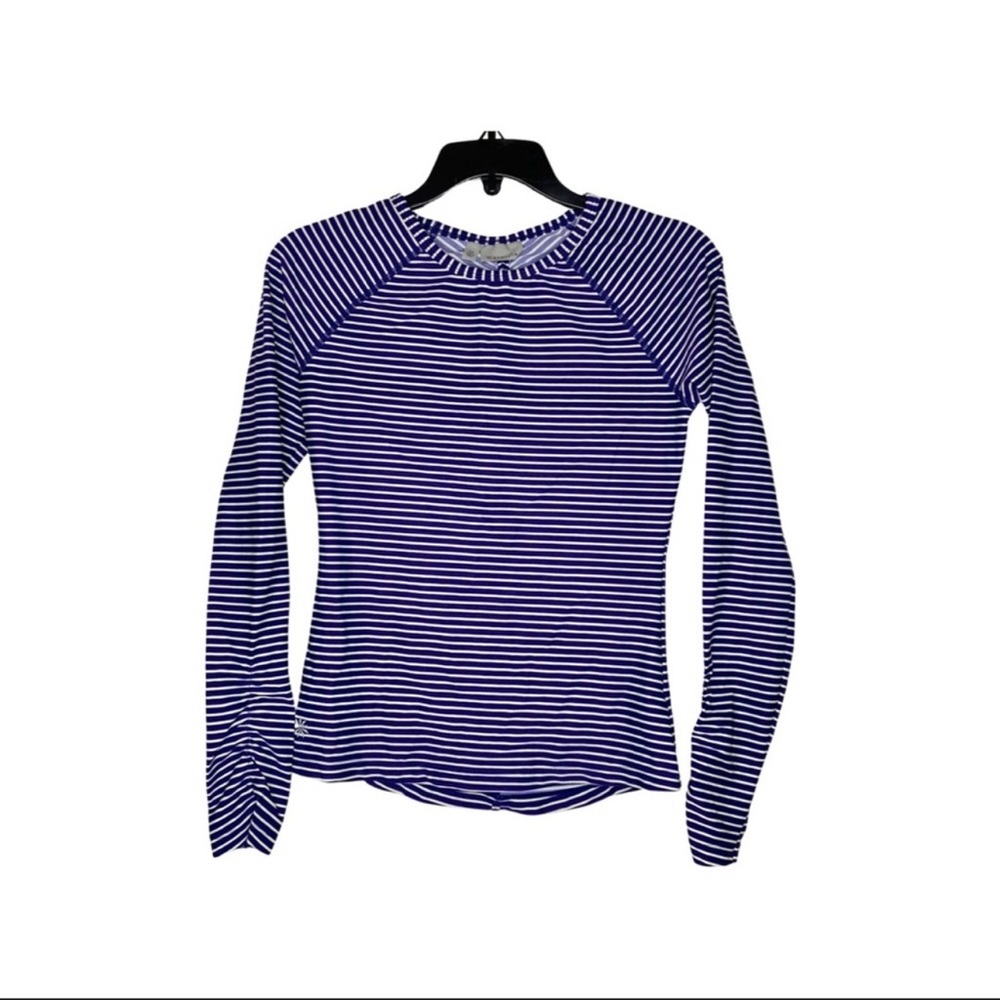 ATHLETA Gardenia Grove Rash Guard XS Blue Purple White Striped